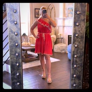 One shoulder pleated sundress